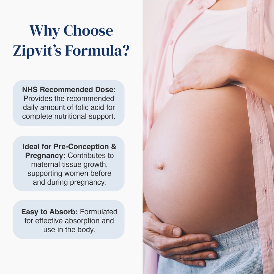 image 1 of Zipvit Folic Acid 400mcg, Pregnancy, Blood & Energy Support, 360 Vegan Tablets, 12-Month Supply