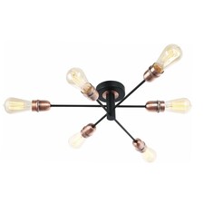 Gustave 6 Light Black Semi Flush Ceiling Light