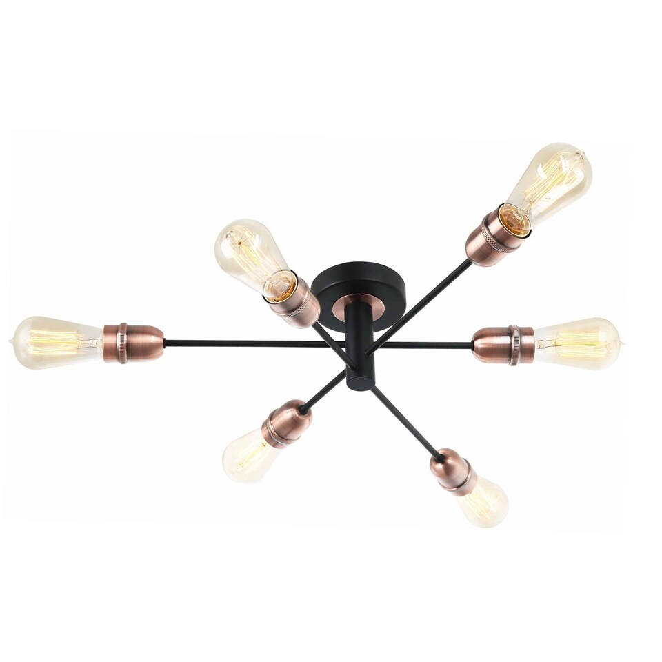 image 1 of Gustave 6 Light Black Semi Flush Ceiling Light