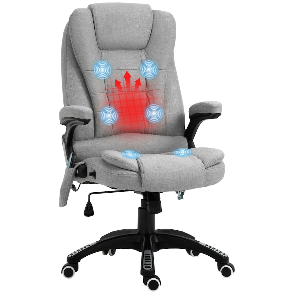 image 1 of Vinsetto Office Chair w/ Heating 6-Point Massage Relaxing Reclining Grey