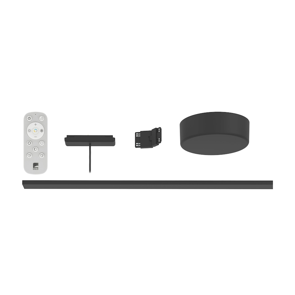 EGLO Track Plus Modular Low-Voltage Black Rail Lighting System – Customisable Track with Wall & Ceiling Mounting, Remote Control Included
