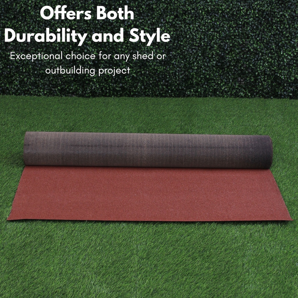 image 1 of NOVECRAFTO Polyester Shed Roofing Felt – Heavy-Duty Weatherproof Roof Felt Roll for Summerhouses, Sheds & Kennels – Premium Long-Life Roof Covering | Red | 8m x 1m