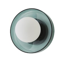 ValueLights Newbury Jade Green Glass IP44 Flush Wall Light | Green