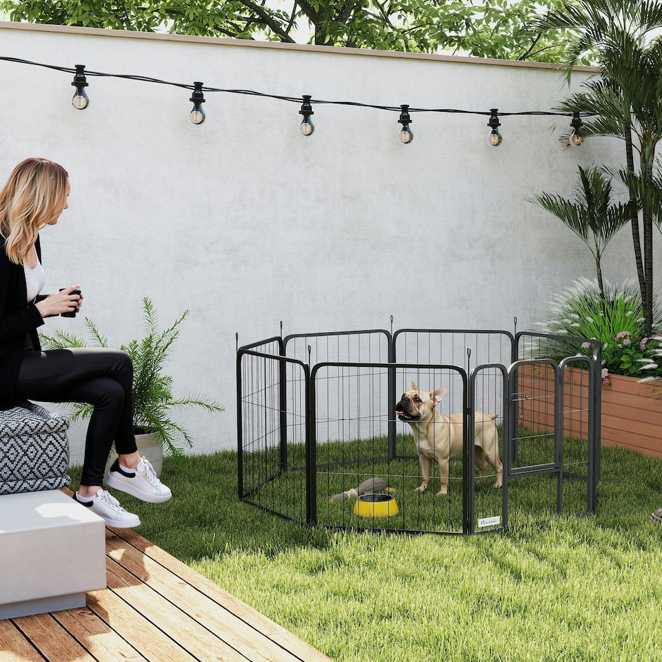 image 1 of PawHut Eight-Panel Dog Playpen with Door, for Indoor, Outdoor, 60cm Tall