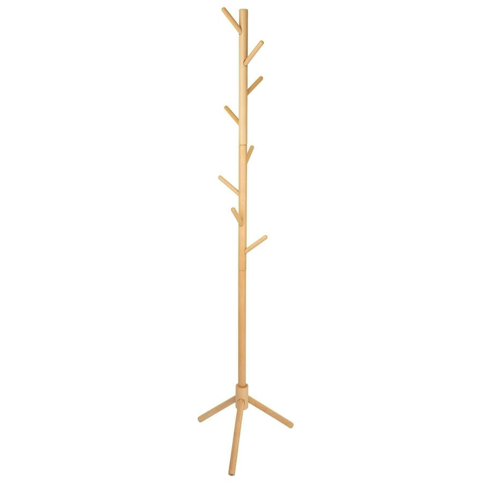 image 1 of Harbour Housewares Free-Standing Wooden Coat Rack - Light Wood