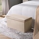 image 1 of OHS Matte Velvet Soft Long Rectangle Foldable Footstool Seat Storage Organiser Ottoman Cream | Natural