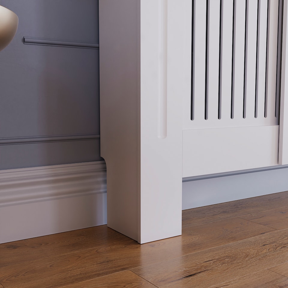 image 1 of Vida Designs Arlington Adjustable Radiator Cover upto 204cm Width Painted MDF Heat Protection - White
