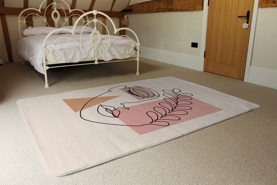 image 1 of Minimal Line Drawing Of Womans Face Designer Rug | Multi