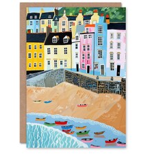 Fishing Boats Seaside Sandy Coast Wales Him Her Birthday Card