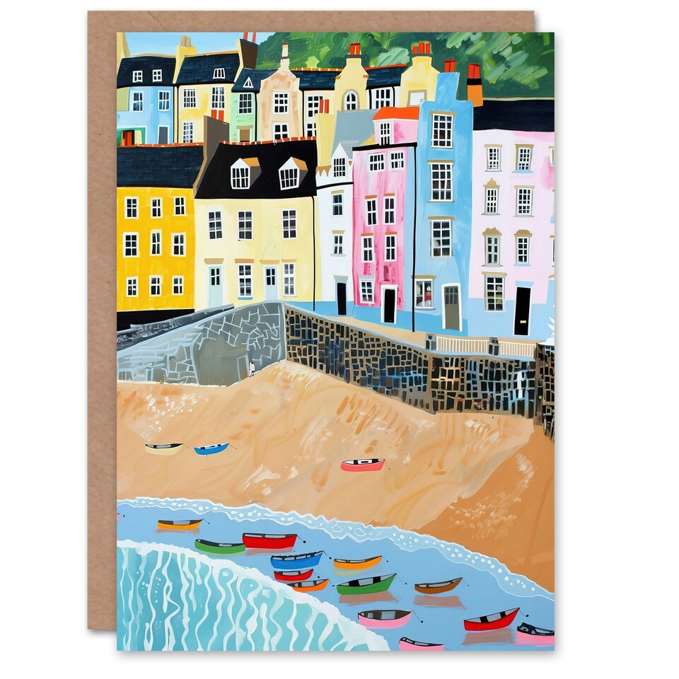 image 1 of Fishing Boats Seaside Sandy Coast Wales Him Her Birthday Card