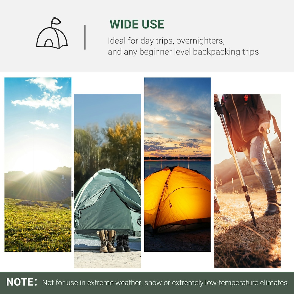 image 1 of Outsunny Compact Camping Tent w/ Vestibule & Mesh Vents for Hiking Green
