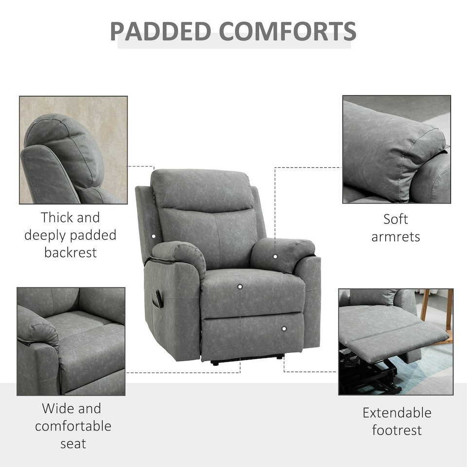 image 1 of HOMCOM Power Lift Chair Electric Riser Recliner with Remote Control, Grey Grey
