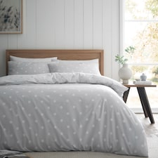 Brushed Polka Dot Cotton Reversible Duvet Cover Set | Grey | King