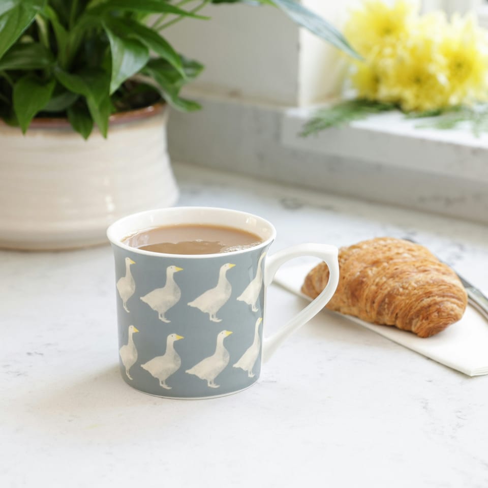 image 1 of KitchenCraft Fine Bone China Geese Mug | Blue
