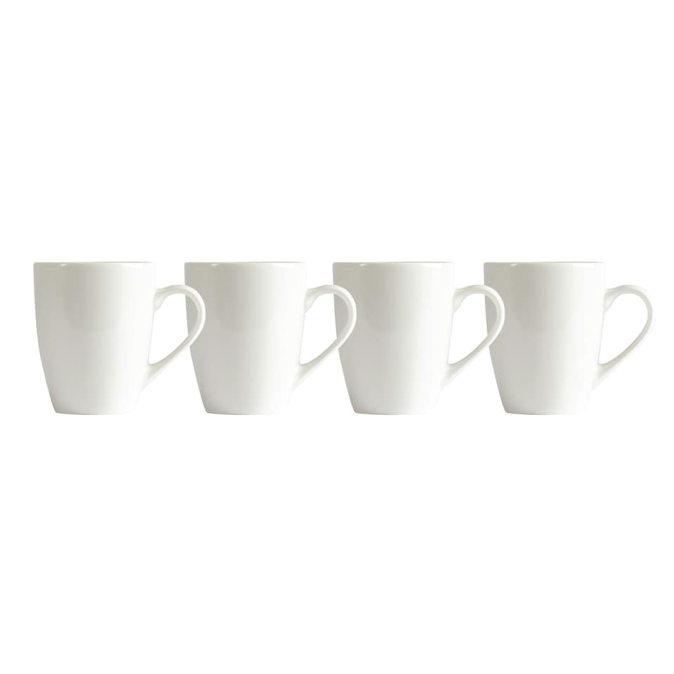 image 1 of Carnaby White Porcelain Mugs Set of 4 Ceramic Coffee & Tea Kitchen Mug Gift Sets | White | 4