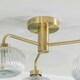 image 2 of ValueLights Amaia Brushed Gold IP44 3 Way Clear Ribbed Glass Ceiling Light with LED Bulbs