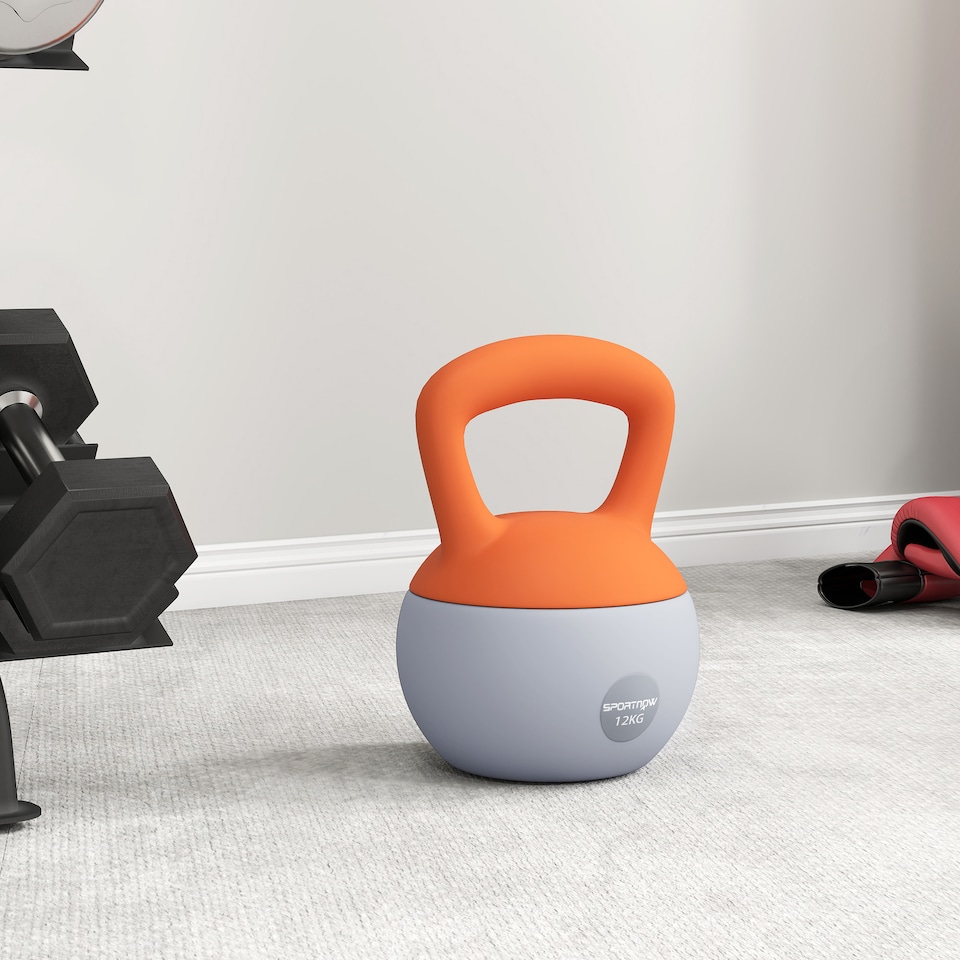 image 1 of SPORTNOW Kettlebell with Soft Body and Non-Slip Handle | Orange | Orange and Grey