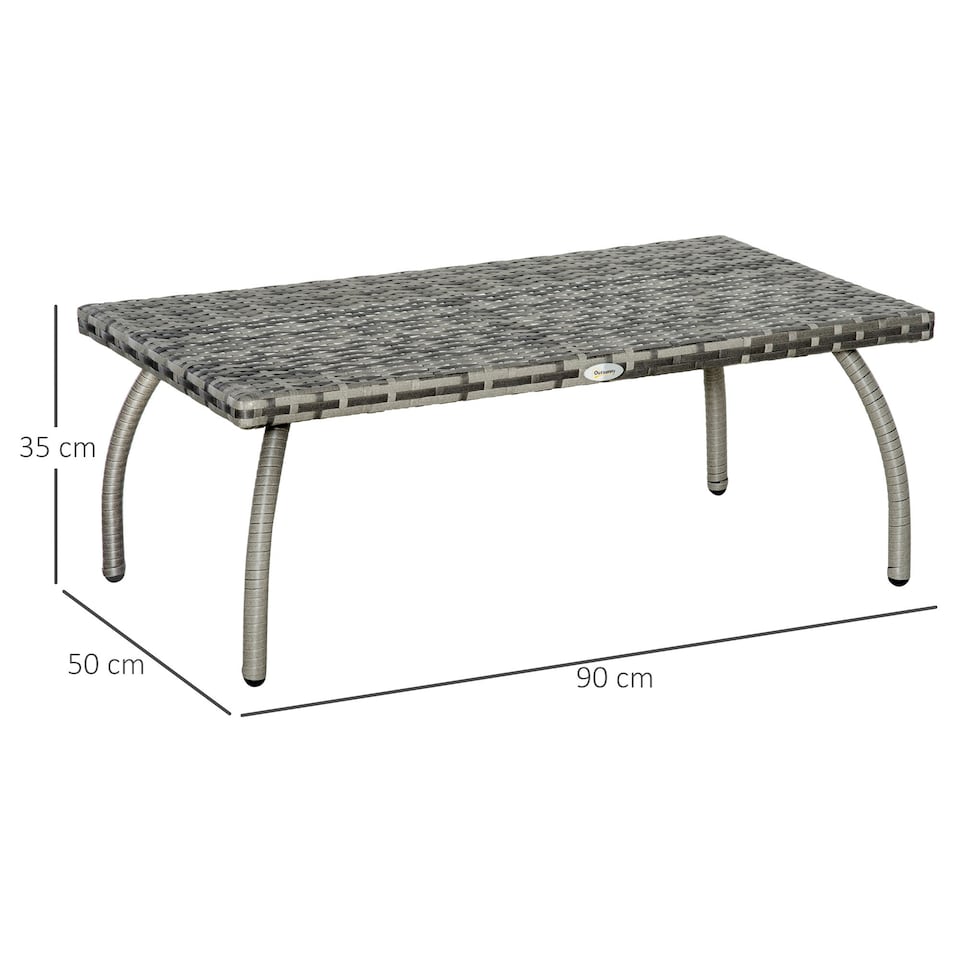 image 1 of Outsunny 90 cm Patio Rattan Coffee Table Outdoor Wicker Side Table Furniture