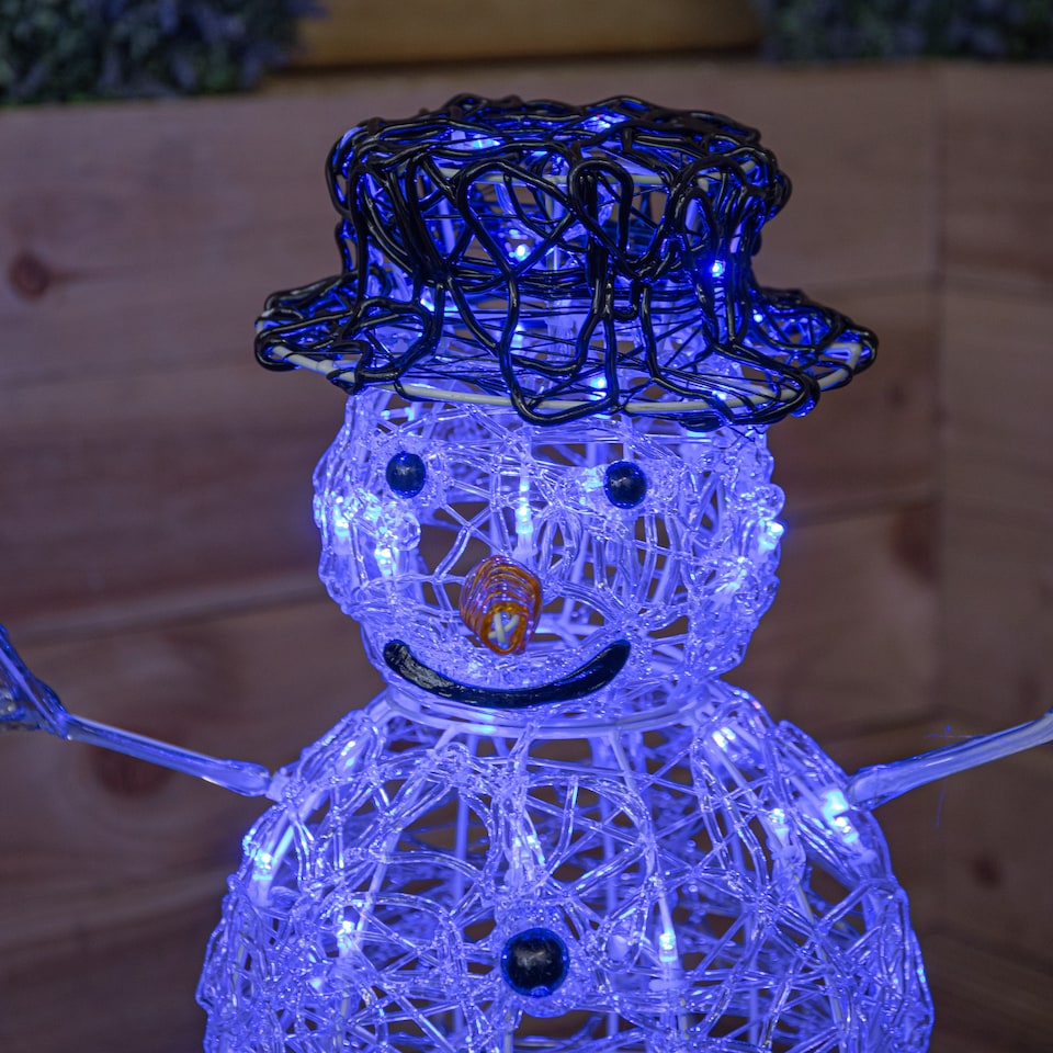 image 1 of 60cm Indoor Outdoor Acrylic Snowman Christmas Decoration with Colour Changing LED