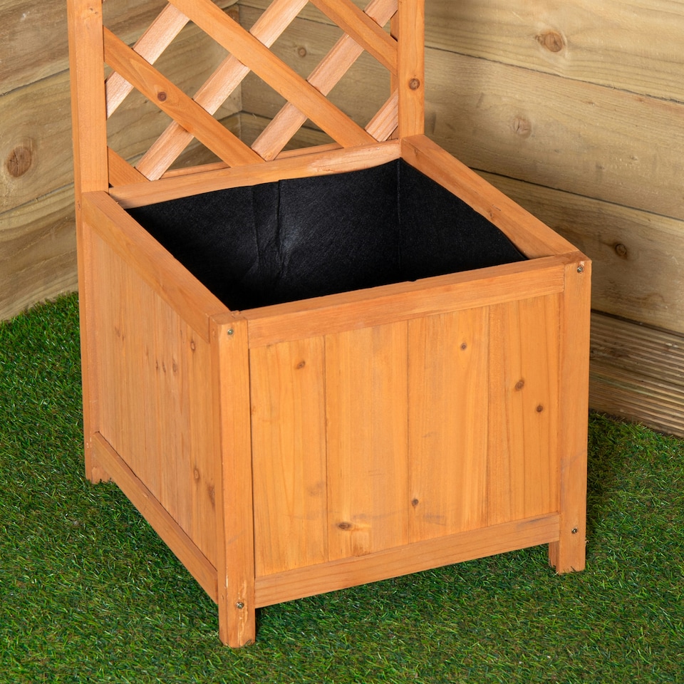 image 1 of 1.6m Samuel Alexander Natural Wooden Freestanding Garden Trellis with Raised Bed Planter