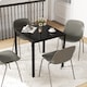image 6 of HOMCOM Modern Square Dining Table with Tempered Glass Top Metal Legs | Black | Black | 75cm x 75cm x 75cm