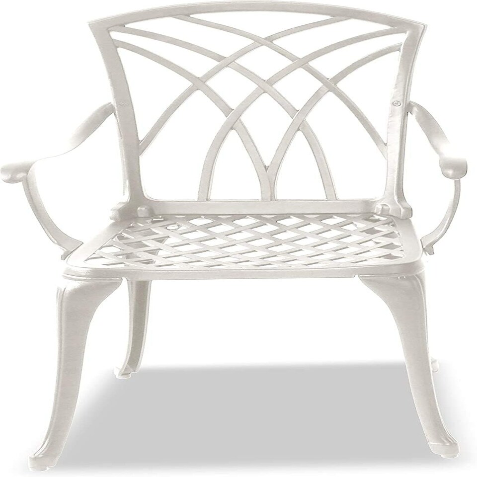 image 1 of Centurion Supports OSHOWA Luxurious Garden and Patio Table and 4 Large Chairs with Armrests Cast Aluminium Bistro Set - White
