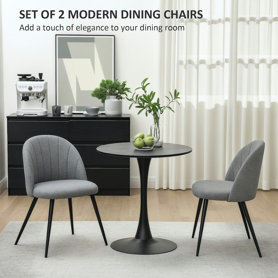 image 1 of HOMCOM Set of 2 Dining Chairs with Shell Backrest and Padded Seat Green