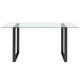 image 1 of Living and Home Modern Rectangle Tempered Glass Dining Table with Black Base