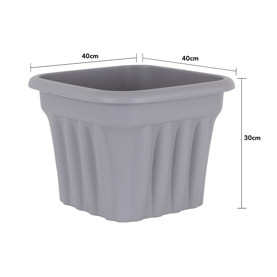 image 1 of Wham Vista 4 x 40cm Square Plastic Garden Planters | Grey | Upcycle Grey