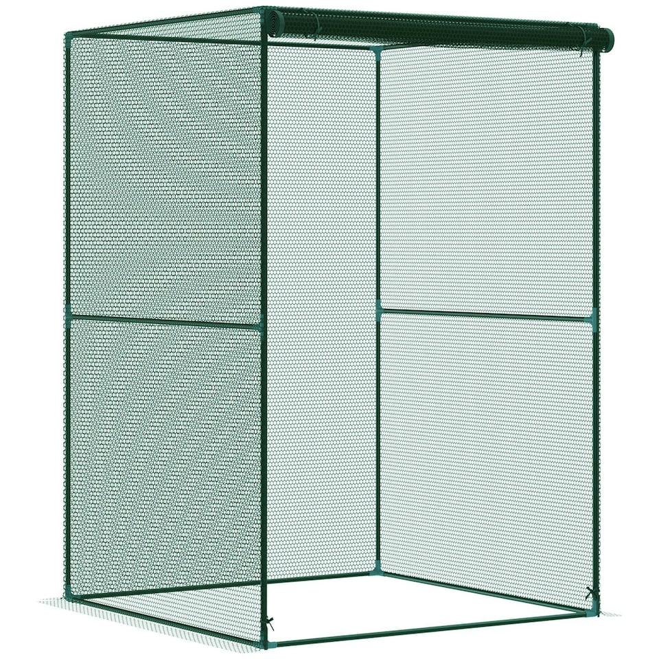 image 1 of Outsunny Fruit Cage 1.2x1.2x1.8m, Zipped Door, Anti-Bird Net, Dark Green