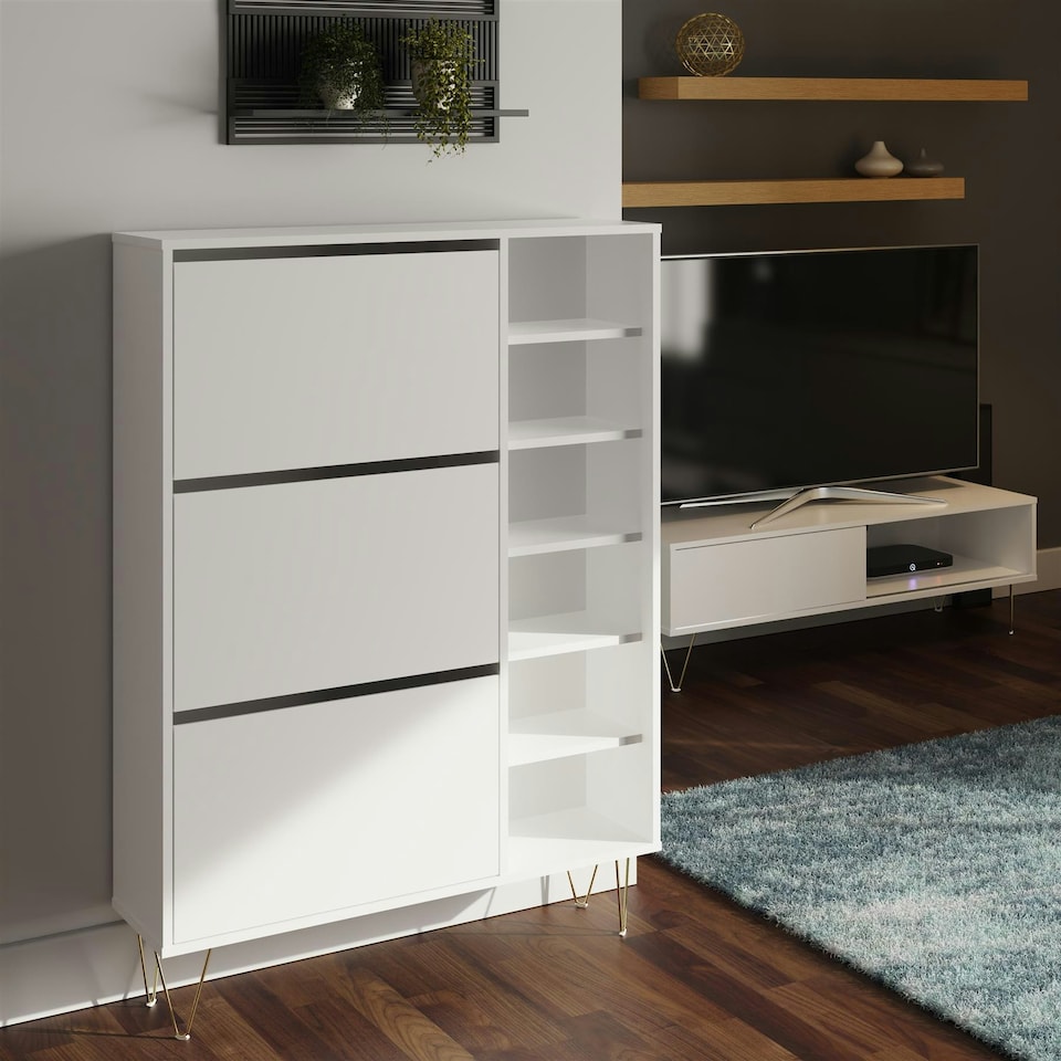 image 1 of 3 Drawer Shoe Cabinet