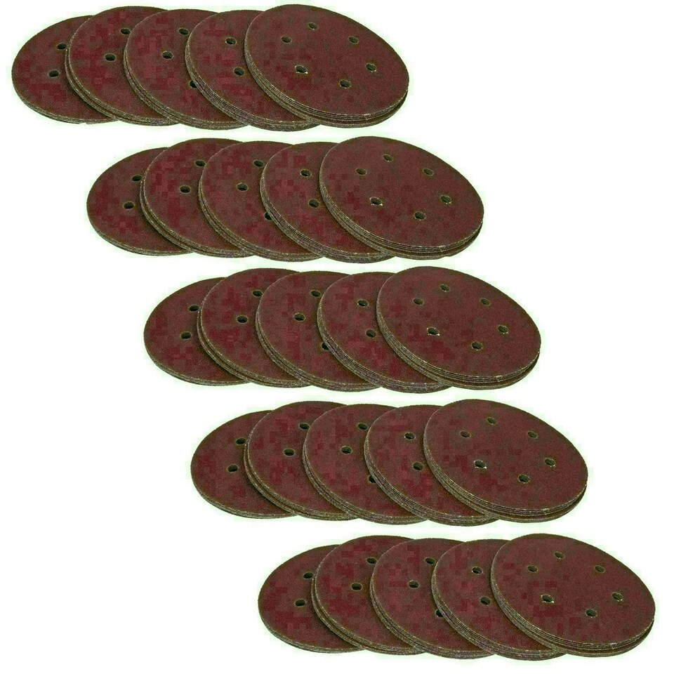 image 1 of 150mm Mixed Grit Hook And Loop Sanding Abrasive Discs Mixed Grit 250 Pack