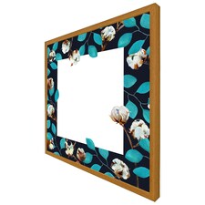 Watercolour blue leaf frame (Picture Frame) Brown | Oak | XL