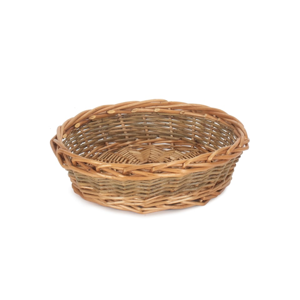 image 1 of Medium Unpeeled Willow Round Tray | Brown | Brown | Medium