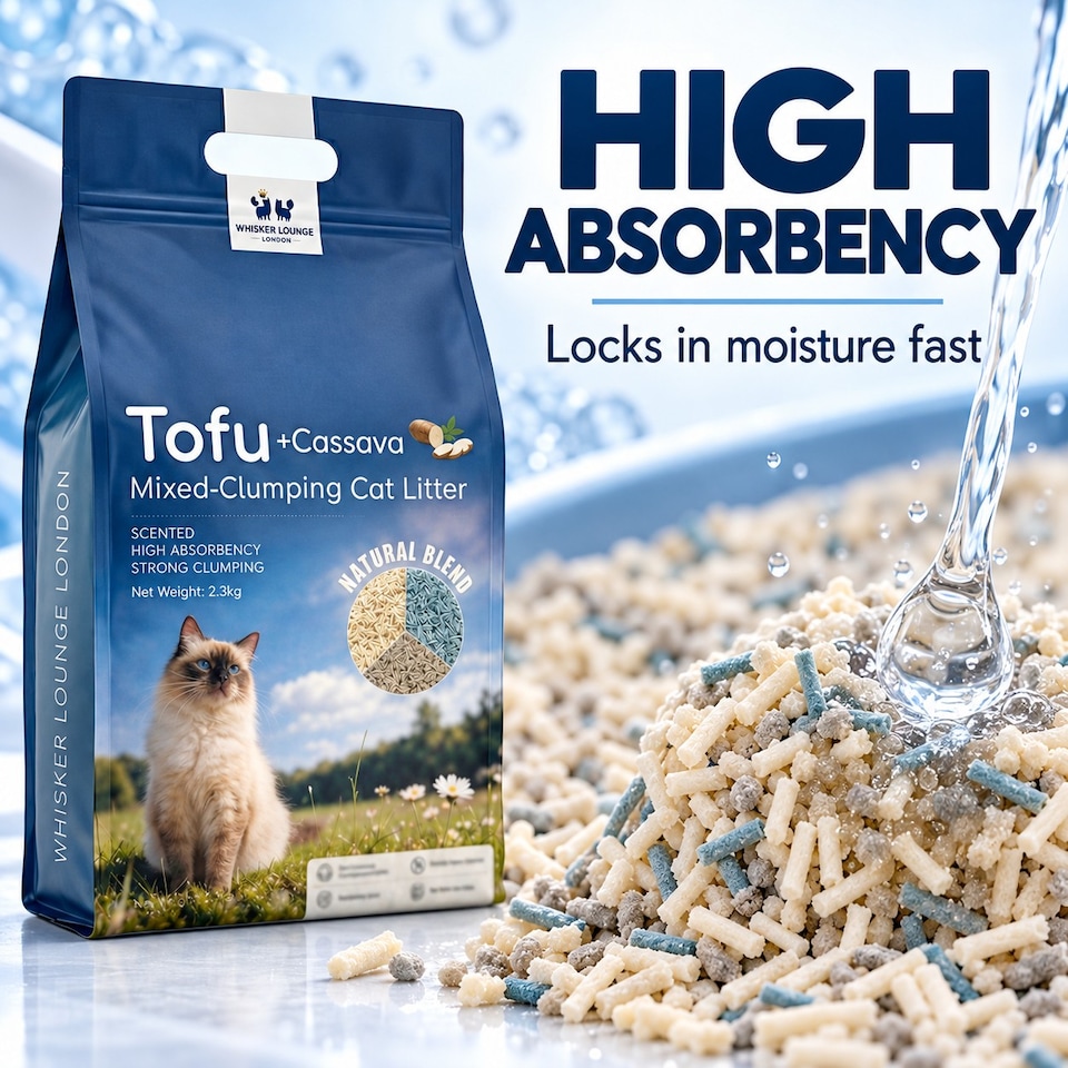 image 1 of Whisker Lounge London Tofu Bentonite Cassava Clumping Cat Litter 2.3kg