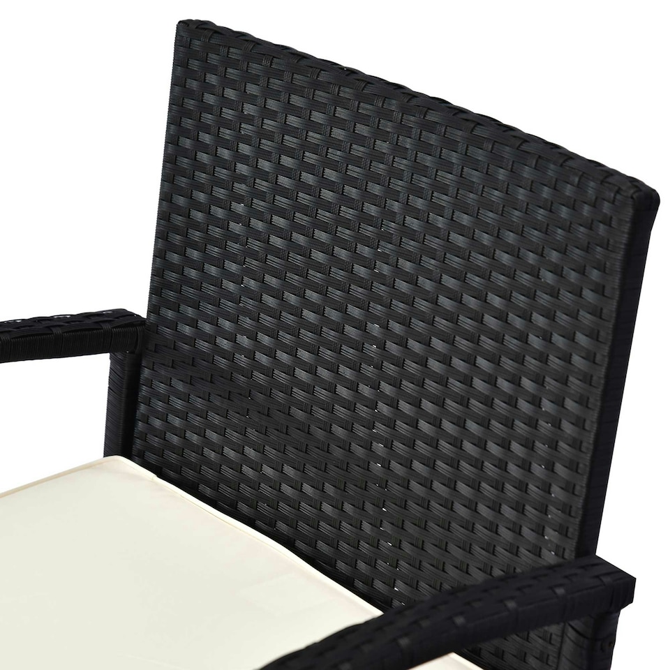 image 1 of Outsunny 3PC Garden Rattan Bistro Set with Glass Top Table, Black