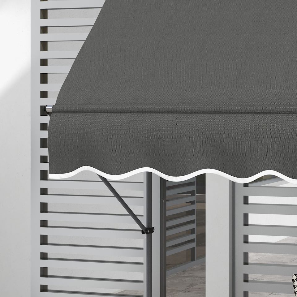 image 1 of Outsunny 2.5 x 1.2m Freestanding Retractable Awning, Non-Screw Garden Awning | Grey | 1