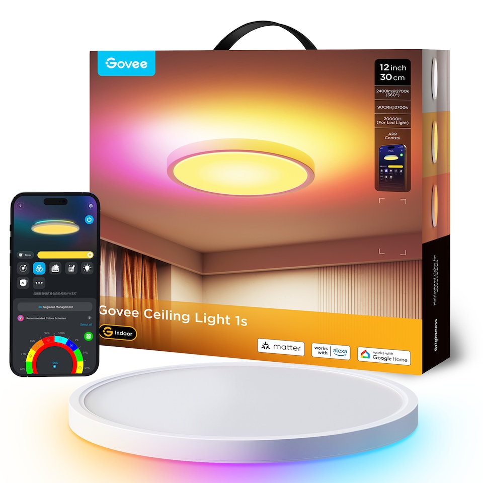 image 1 of Govee Round Smart Ceiling Light 30cm RGBWW + RGBIC