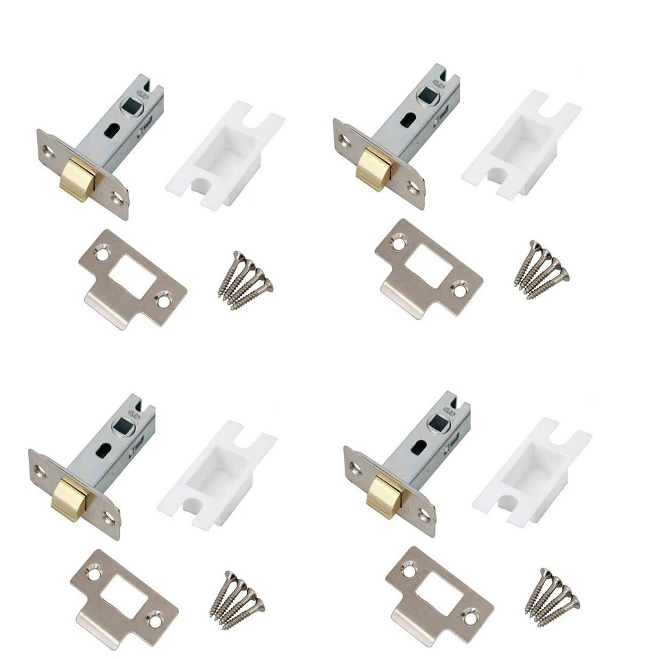 image 1 of Golden Grace 4 Sets Bolt Through Mortice Tubular Door Latch in Polished Chrome with Plastic Dust Cap - 65mm