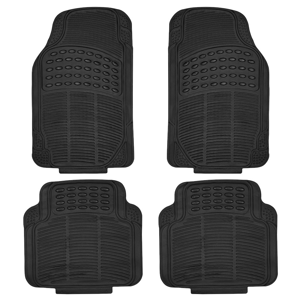 image 1 of 4PCS HEAVY DUTY UNIVERSAL BLACK RUBBER CAR MAT SET NON SLIP VAN MATS