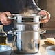 image 2 of Cooks Professional Stainless Steel Pasta Pot | Removable Strainer | Glass Lid