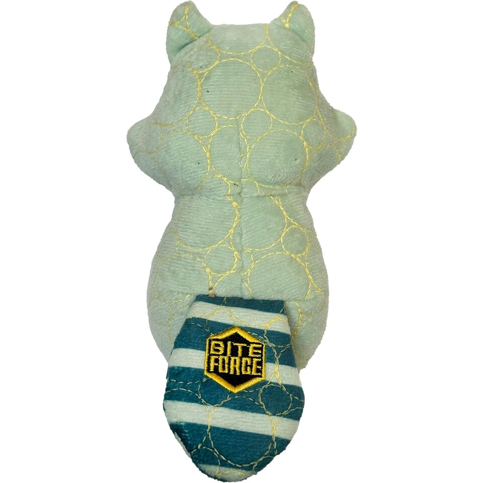 image 1 of Racoon Plush Dog Toy - White/Green - S