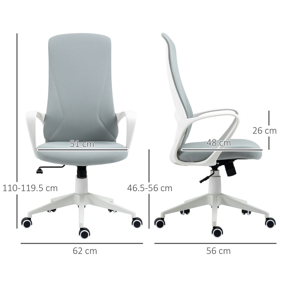 image 1 of Vinsetto High-Back Home Office Chair Height Adjustable Elastic Desk Chair Grey