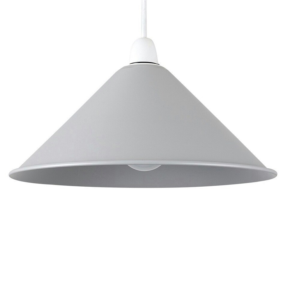 image 1 of ValueLights Retro Style Metal Ceiling Pendant Light Shade In Gloss Grey Finish