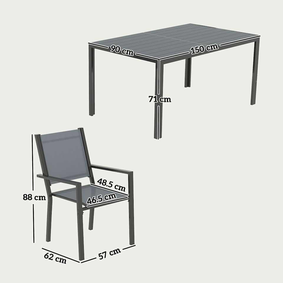 image 1 of Outsunny 7 Piece Garden Dining Set, Outdoor Furniture w/ 6 Stackable Chairs
