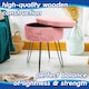 image 2 of Harbour Housewares Set Of 2 Pink Velvet Storage Footstools Round Silver Base Ottomans H45 x D36cm Elegant Soft Seating Decor Pink