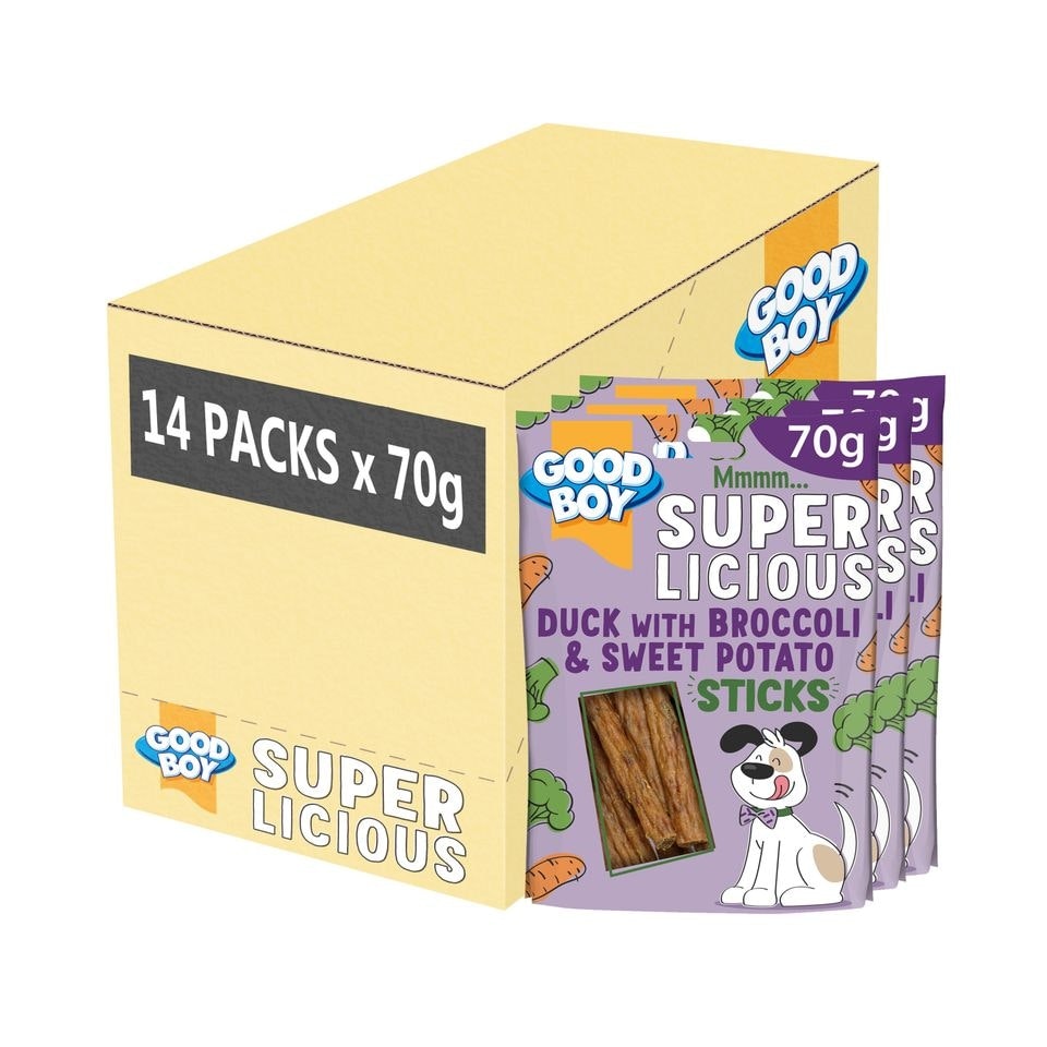Good Boy Duck with Broccoli & Sweet Potato Sticks 70g (Pack of 14)