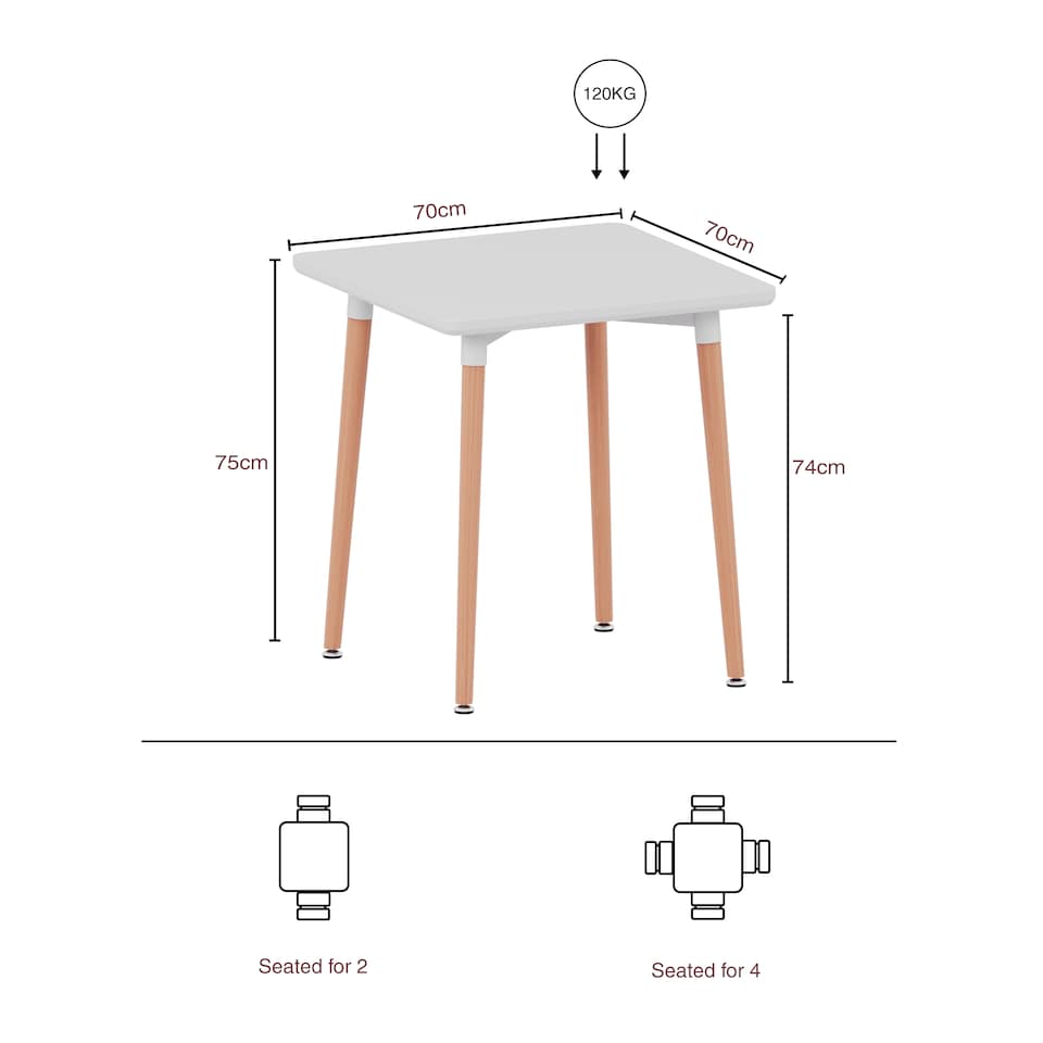 image 1 of Vida Designs Batley 2 Seater Square Dining Table, White
