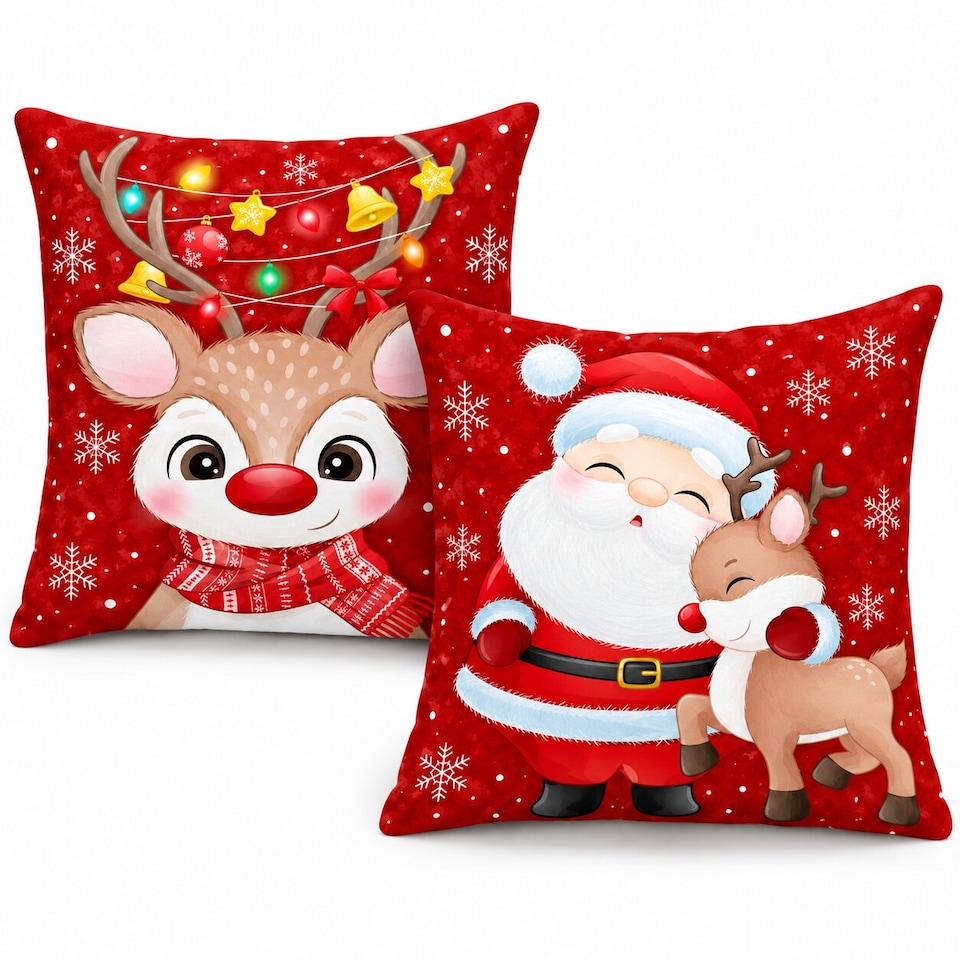 image 1 of Covers&All Christmas Decorative Square Throw Pillow Set of 2 with Inserts & Covers Accent Pillows for Sofa, Couch & Home Décor, Square 16 in x 16 in