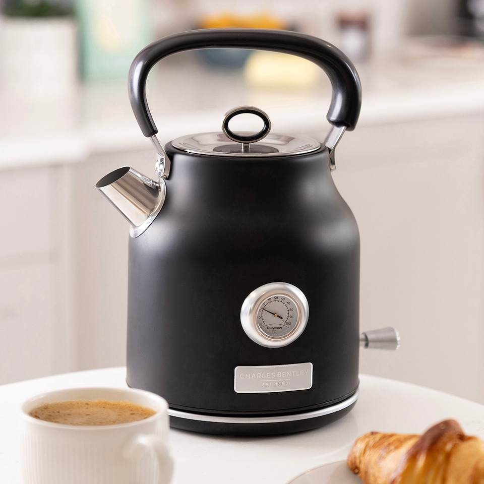 image 1 of Charles Bentley 1.7L Kettle & 4 Slice Toaster Set in Matt Black and Silver